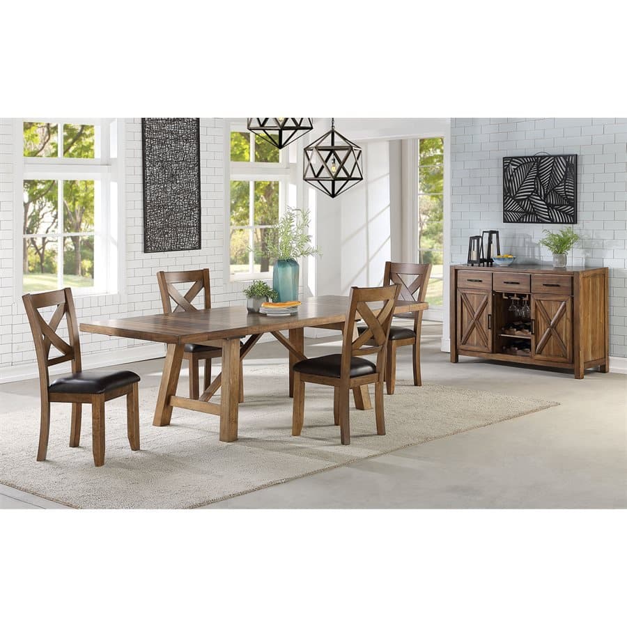 Wood Cross Back Dining Chairs in Warm Brown (Set of 2) - HER Home Design Boutique